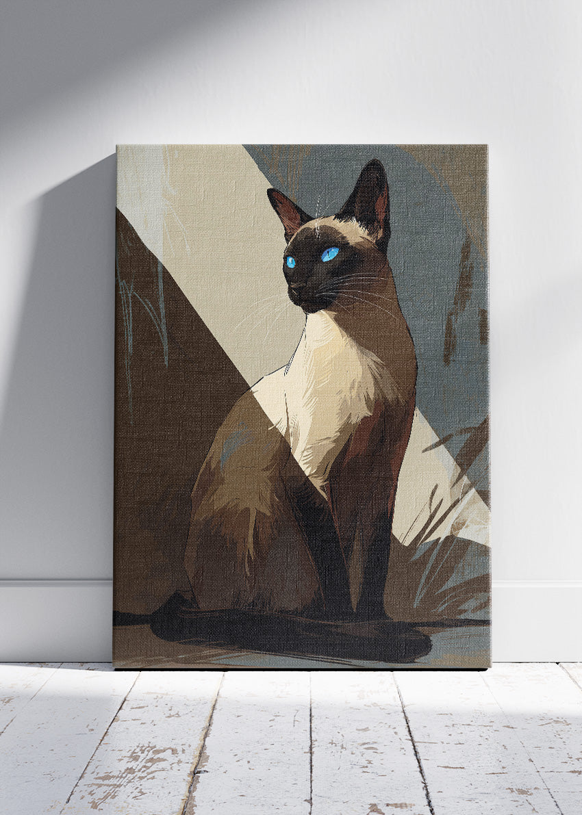 Elegant Siamese Cat Canvas Print & Poster – Modern Luxury Pet Wall Art