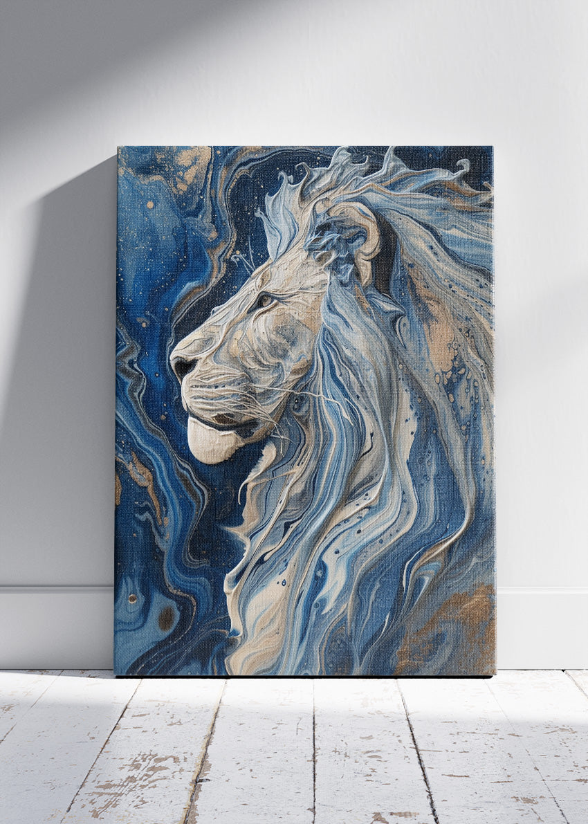 Majestic Marble Lion Canvas Print & Poster – Luxury Abstract Animal Wall Art