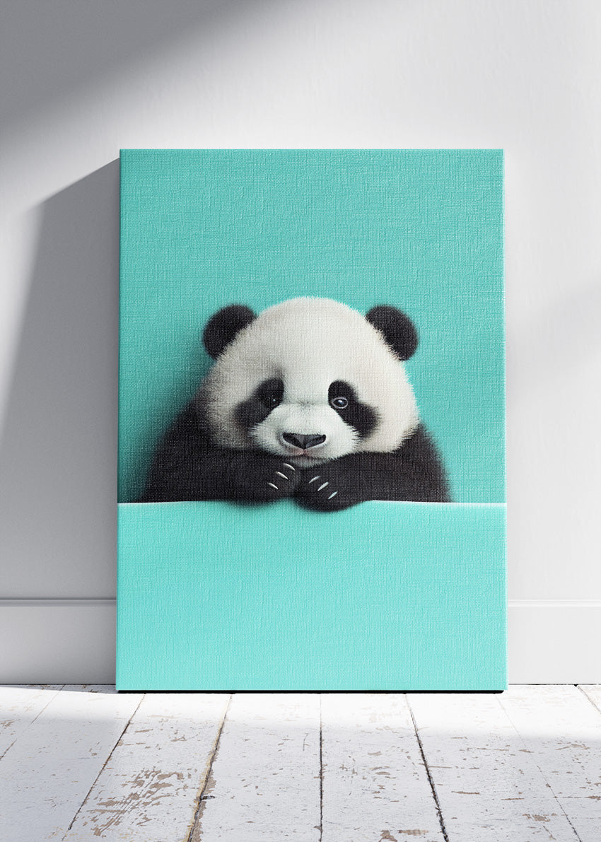 Cute Baby Panda Poster & Canvas Print – Minimalist Animal Art