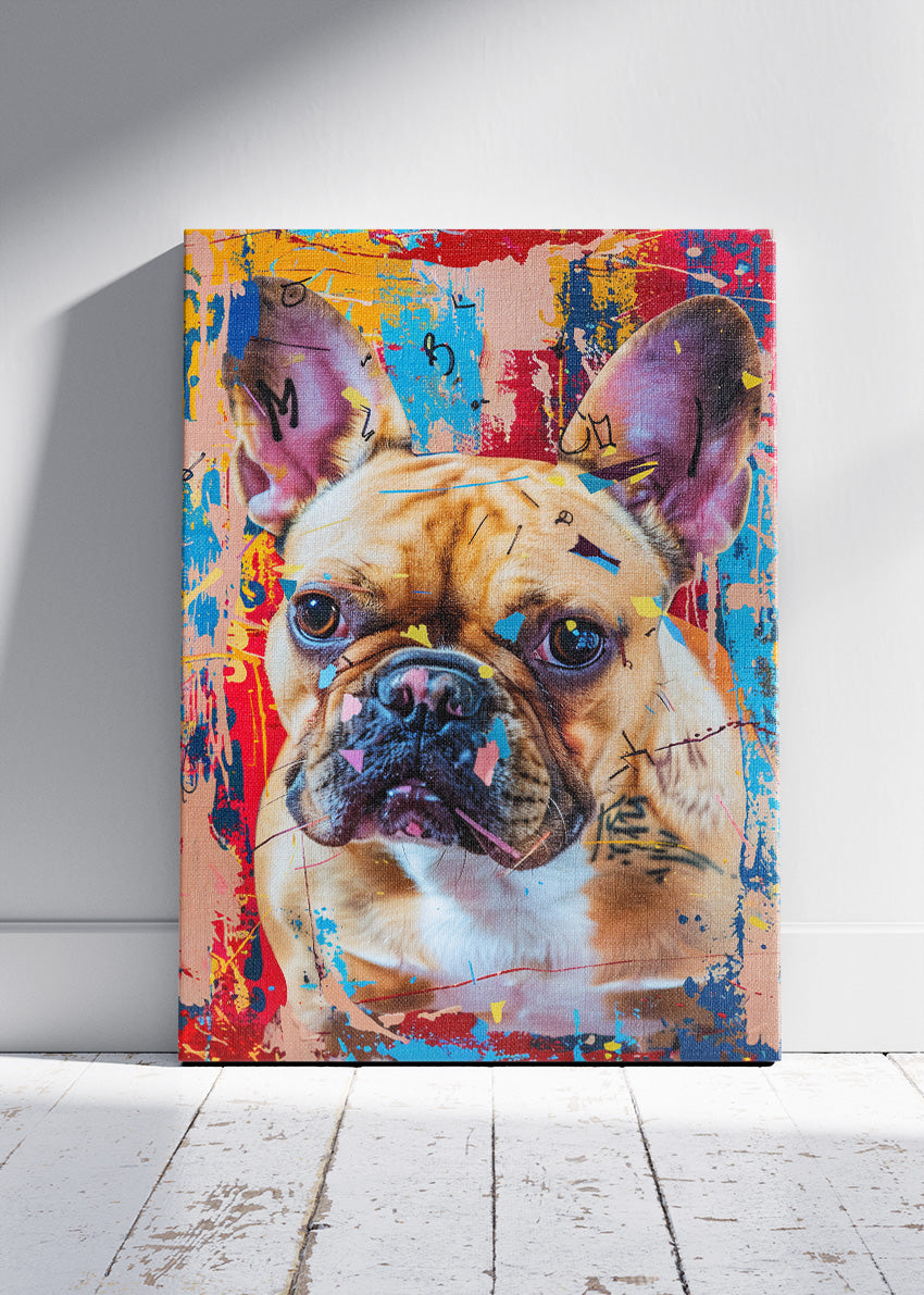 Graffiti French Bulldog Canvas Print & Poster – Urban Pop Art Dog Wall Decor