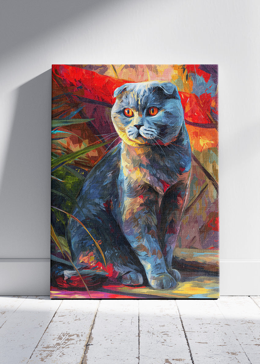 Blue Grey Cat Canvas Print & Poster – Bold Modern Feline Wall Art