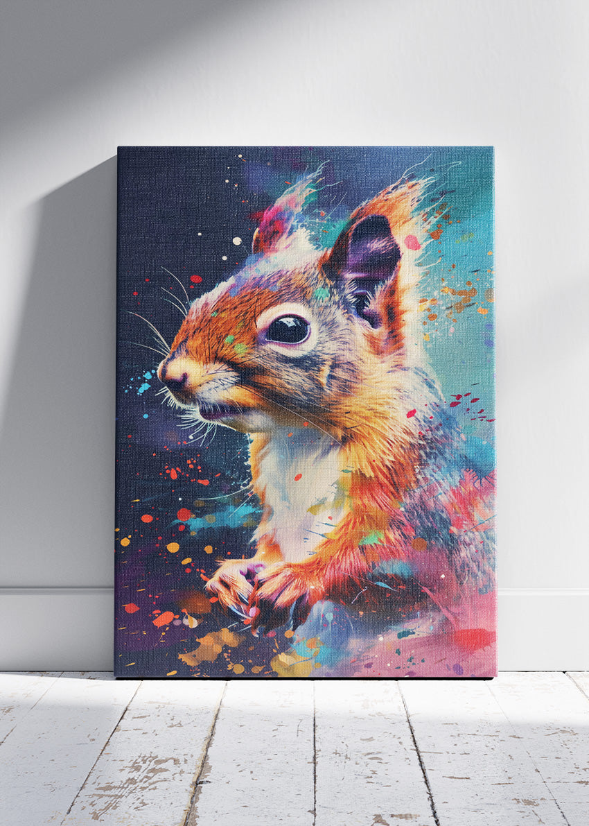 Colorful Squirrel Canvas Print & Poster – Modern Animal Wall Art