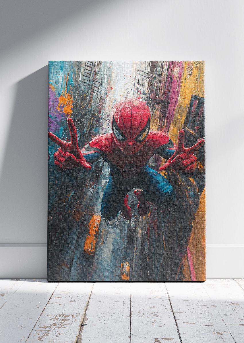 Spider-Man – Urban Vertical Action Canvas & Poster Print – AI PRINT LAB