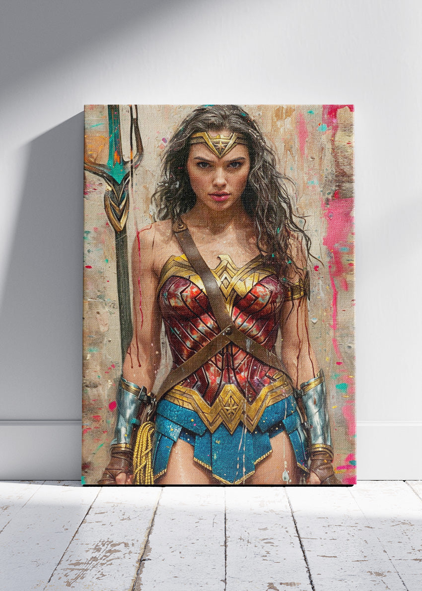 Wonder Woman – Modern Warrior Portrait Canvas & Poster Print – AI PRINT LAB