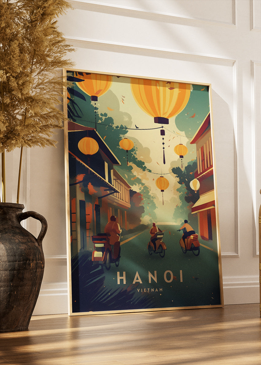 Hanoi Vietnam Poster & Canvas Print – Lantern Street Vintage Travel Wall Art