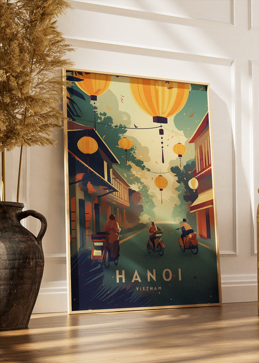 Hanoi Vietnam Poster & Canvas Print – Lantern Street Vintage Travel Wall Art