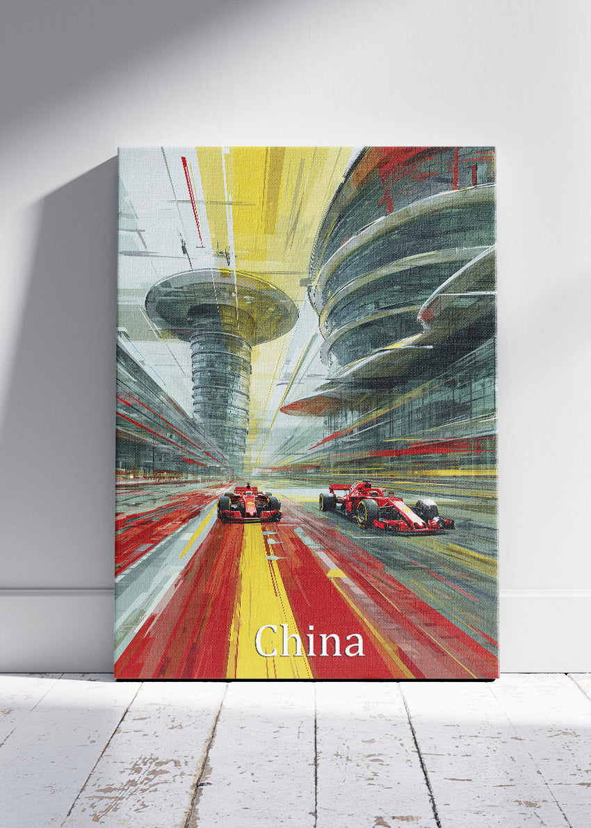 China Formula One Futuristic Circuit Poster & Canvas | Cinematic Motorsport Wall Art