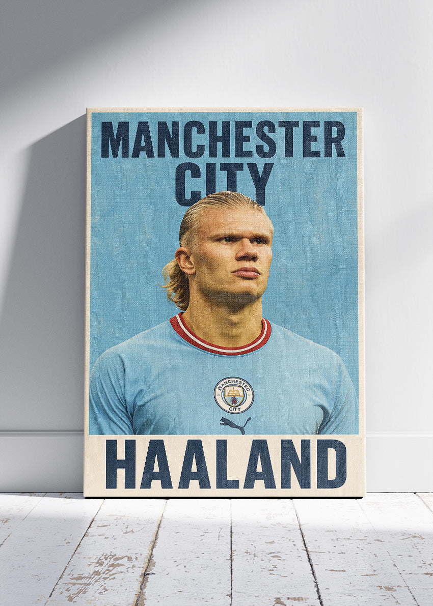 Manchester City Striker Tribute Poster & Canvas | Scandinavian Goal Machine Wall Art