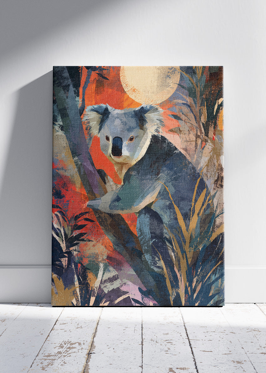 Koala Poster & Canvas Print – Colorful Jungle Wildlife Art