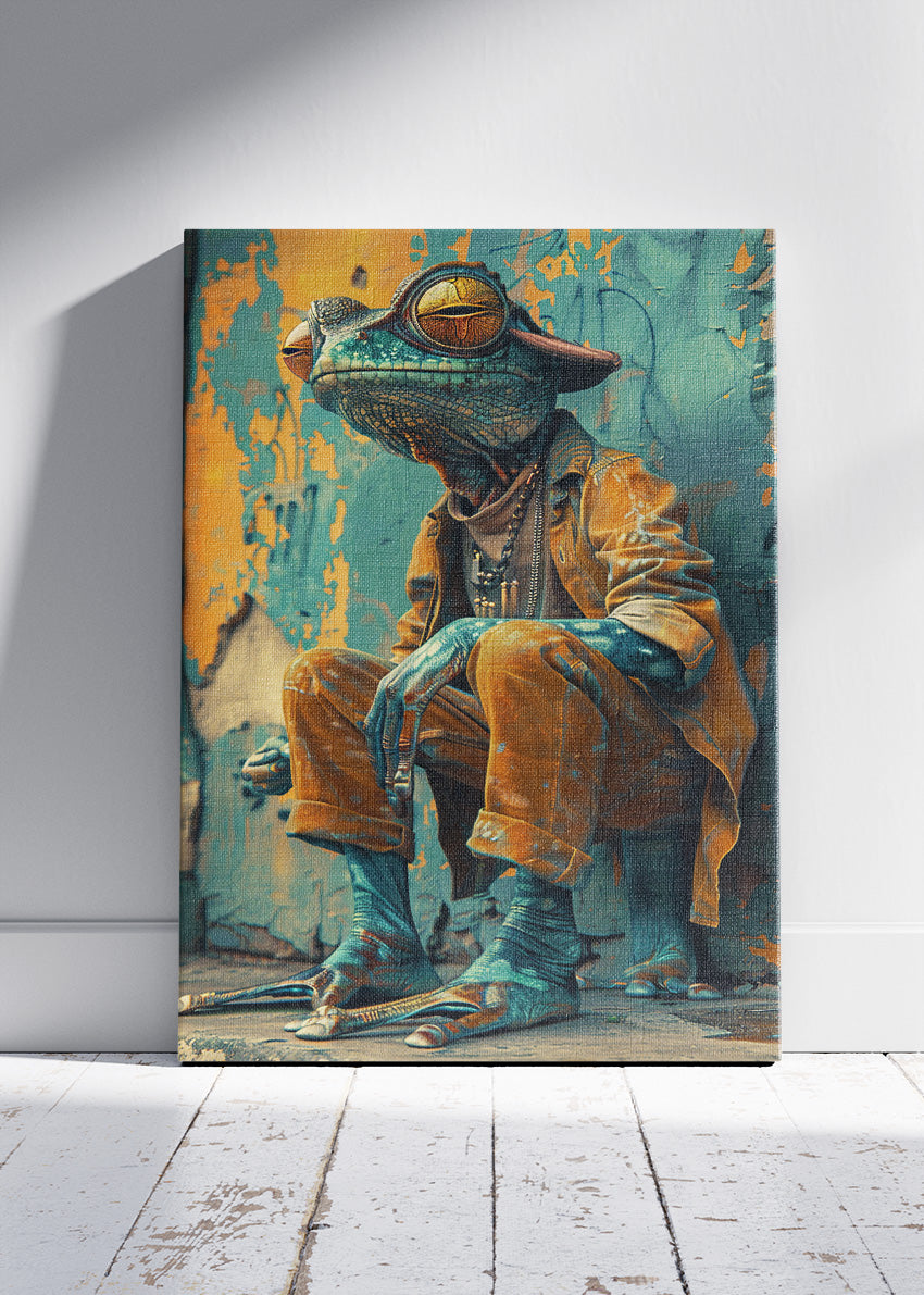 Urban Frog Character Poster & Canvas Print – Colourful Street Art Style