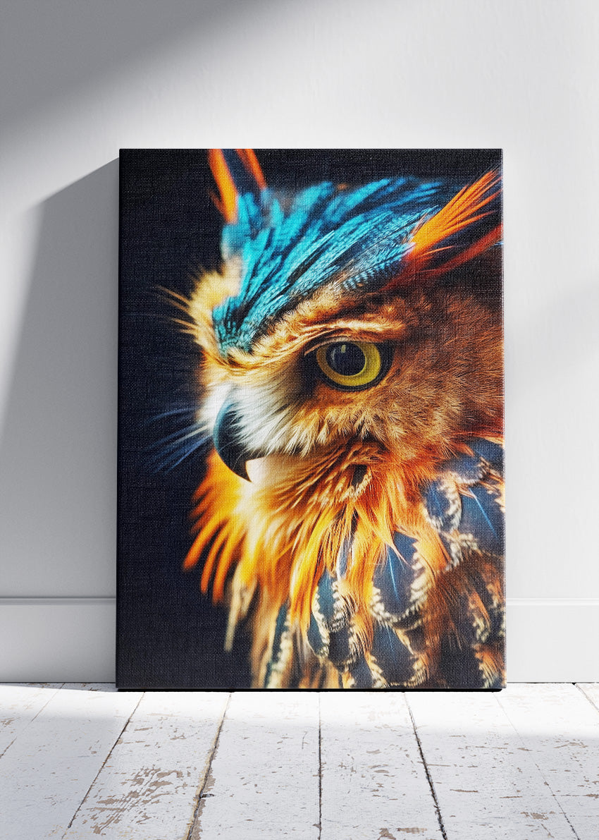 Vibrant Owl Portrait Wildlife Canvas & Poster Print – AI PRINT LAB