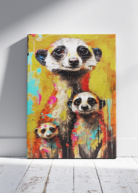 Colorful Meerkat Family Pop Art Canvas & Poster Print – AI PRINT LAB