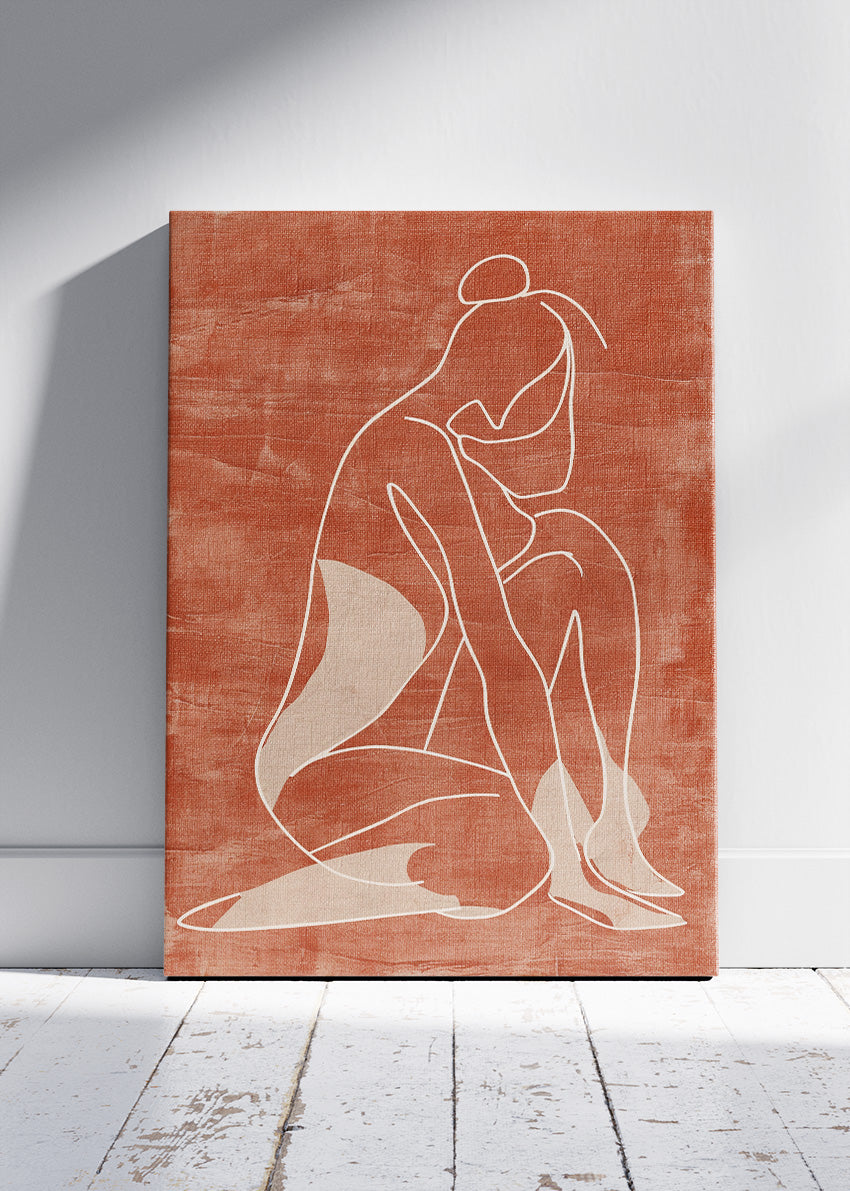 Terracotta Minimalist Figure Canvas & Poster Print – AI PRINT LAB