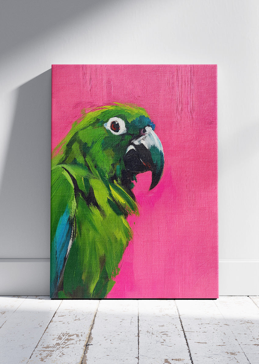 Colorful Green Parrot Pop Art Canvas & Poster Print – AI PRINT LAB