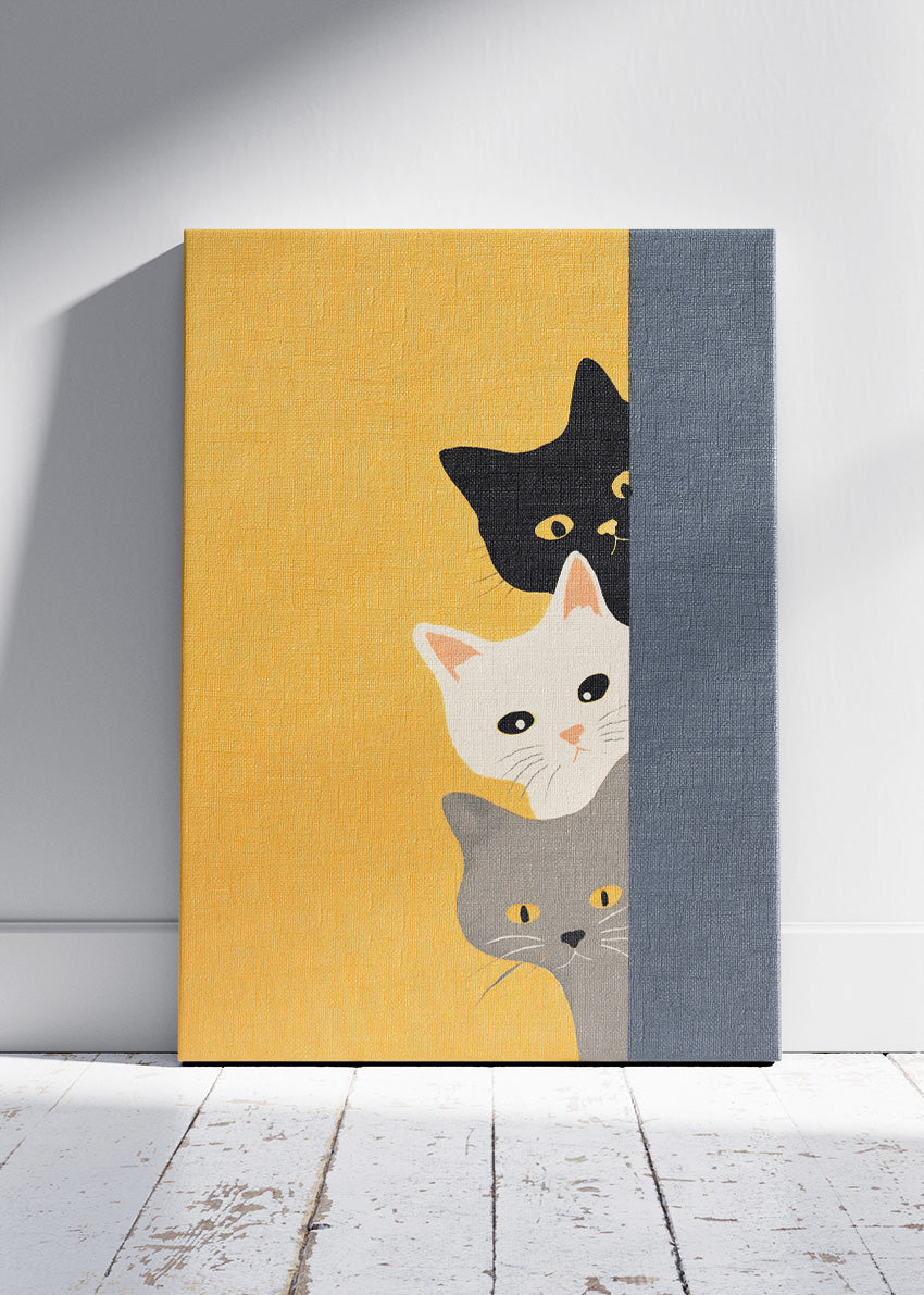 Minimalist Curious Cats Canvas & Poster Print – AI PRINT LAB