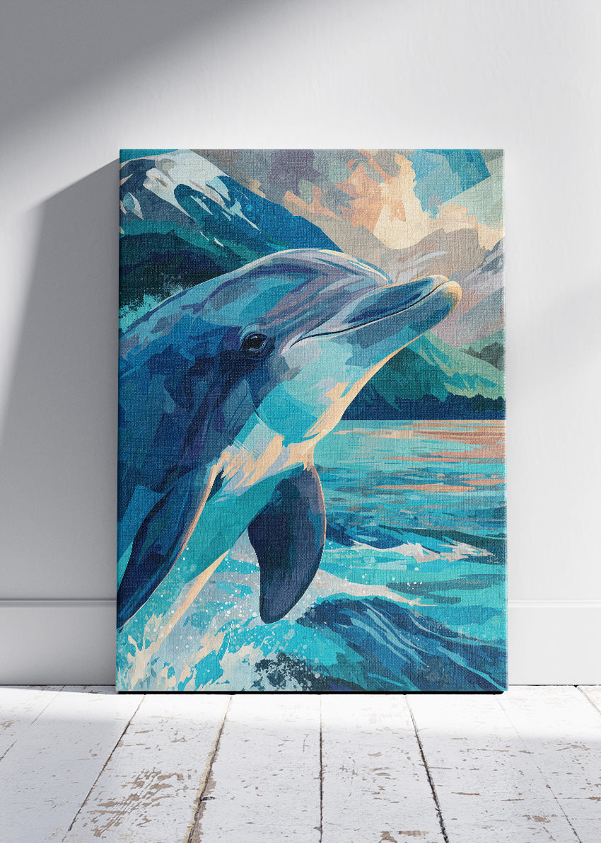 Ocean Dolphin Landscape Canvas & Poster Print – AI PRINT LAB