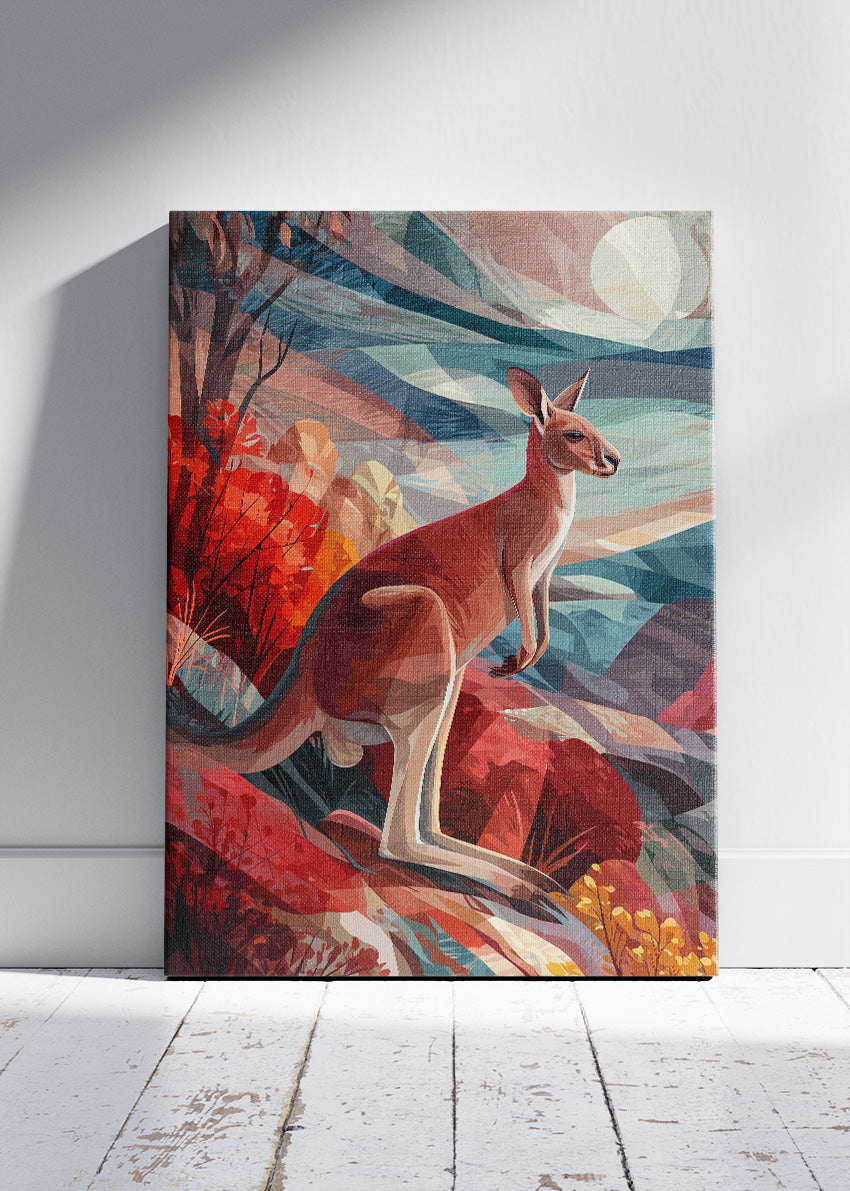 Australian Kangaroo Landscape Canvas & Poster Print – AI PRINT LAB