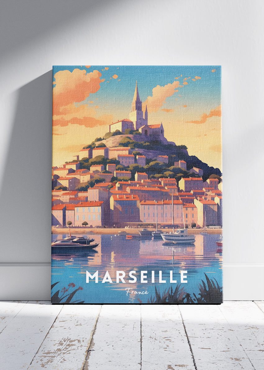 Marseille France Poster & Canvas Print – Vintage Coastal Cityscape Art