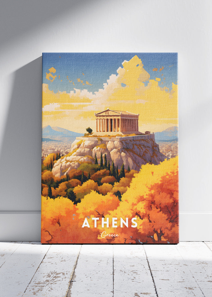 Athens Greece Poster & Canvas Print – Vintage Acropolis Autumn Art