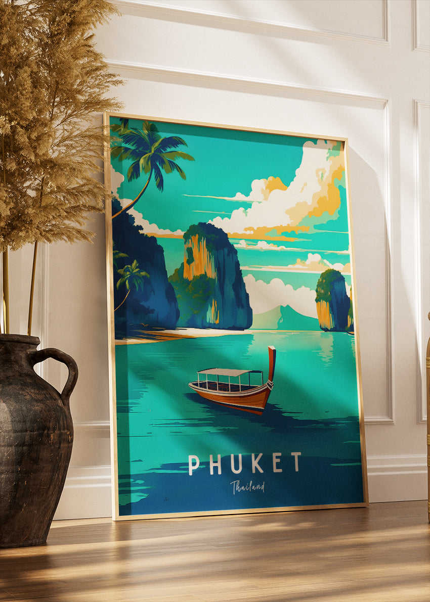 Phuket Thailand Poster & Canvas Print – Vintage Tropical Paradise Travel Art