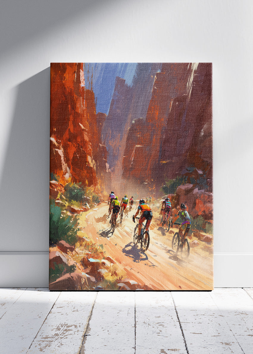Canyon Cycling Art Print & Canvas – Dynamic Group Cycling Wall Art