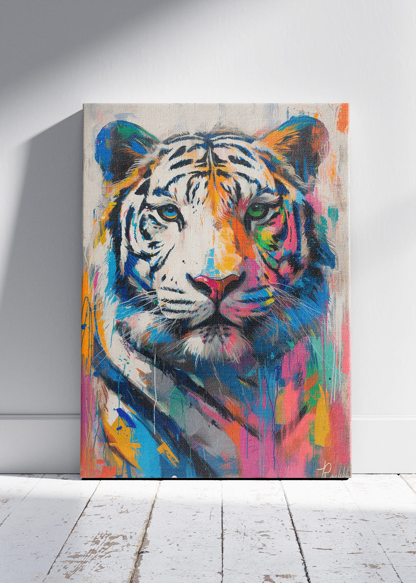 Colorful White Tiger Pop Art Canvas & Poster Print – AI PRINT LAB