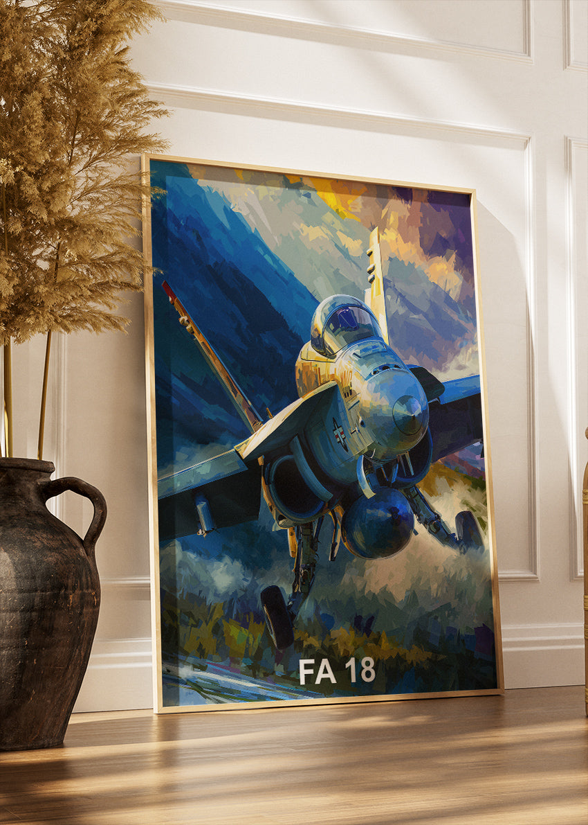 FA-18 Hornet Fighter Jet Poster & Canvas Print – Dynamic Aviation Wall Art