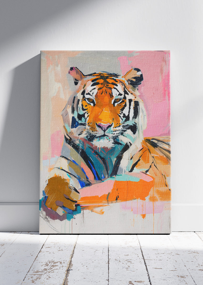 Expressive Tiger Portrait Canvas Print & Poster – Modern Abstract Tiger Wall Art – AI PRINT LAB