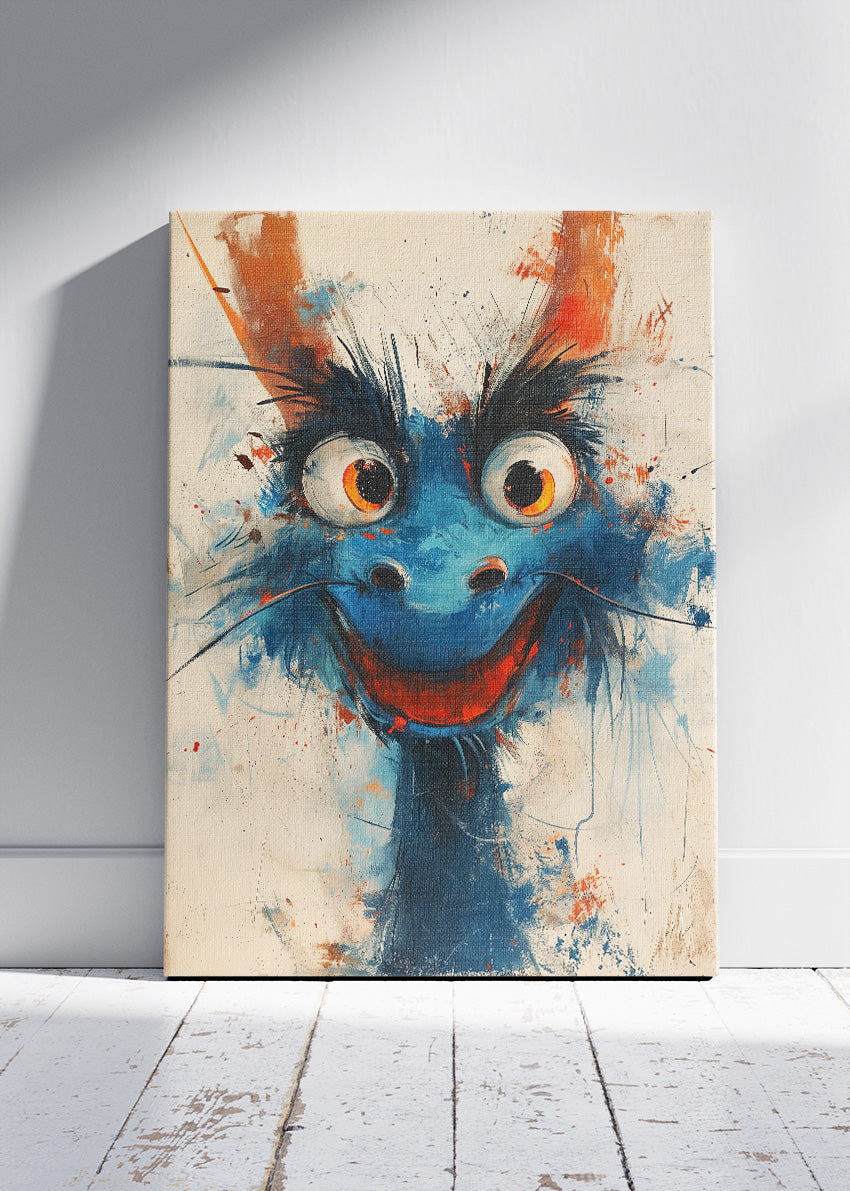 Abstract Blue Dragon Poster & Canvas Print – Expressive Fantasy Wall Art