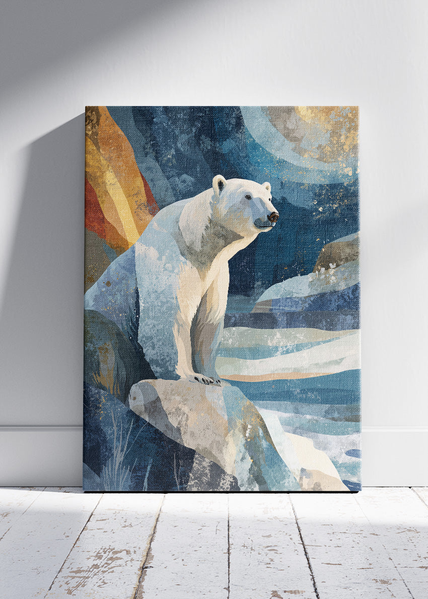 Arctic Polar Bear Canvas Print & Poster – Abstract Winter Wildlife Wall Art – AI PRINT LAB