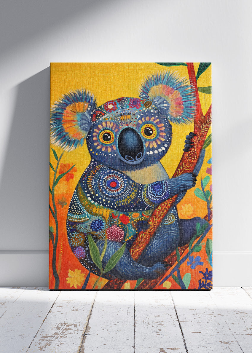 Colorful Tribal Koala Poster & Canvas Print – Vibrant Decorative Animal Art