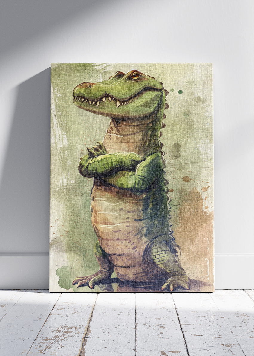 Cartoon Crocodile Canvas Print & Poster – Cute Jungle Animal Wall Art – AI PRINT LAB