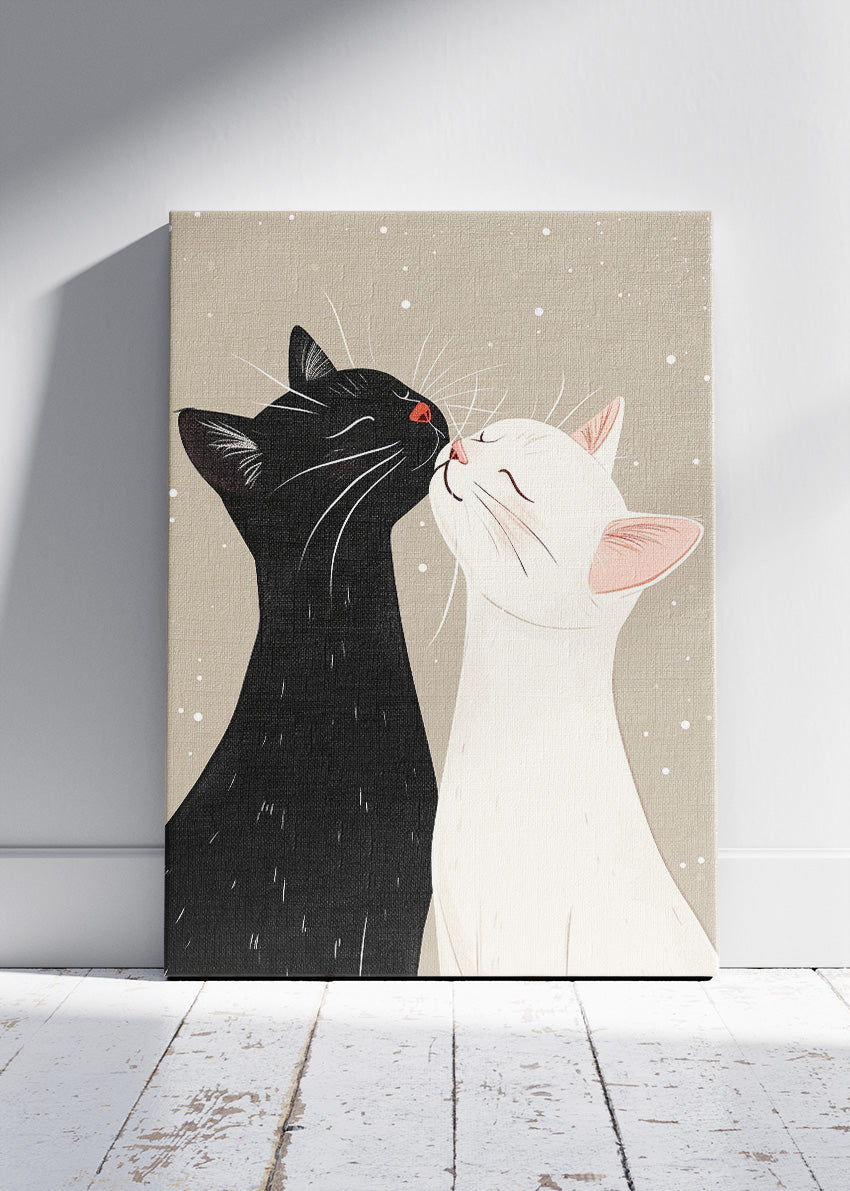 Minimal Cat Love Canvas Print & Poster – Cute Romantic Animal Wall Art – AI PRINT LAB