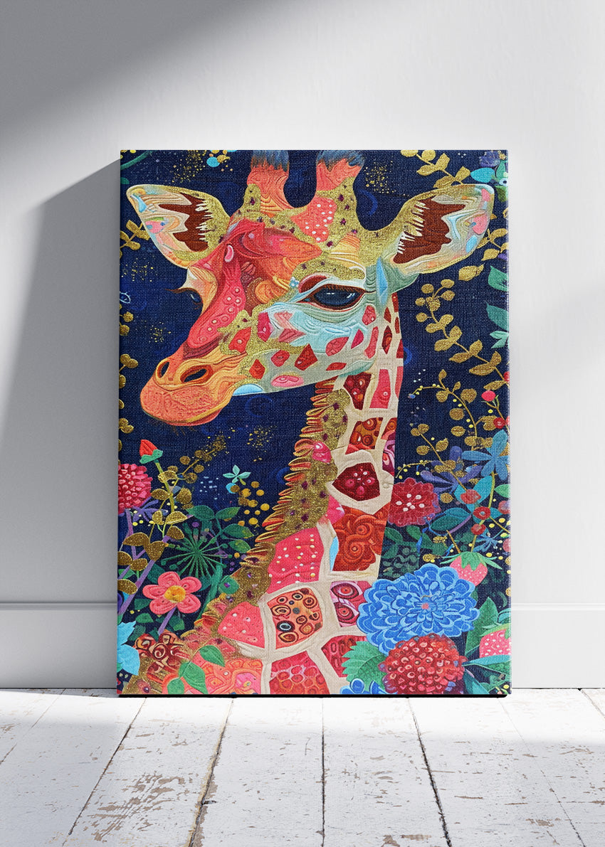 Floral Giraffe Canvas Print & Poster – Decorative Animal Wall Art – AI PRINT LAB