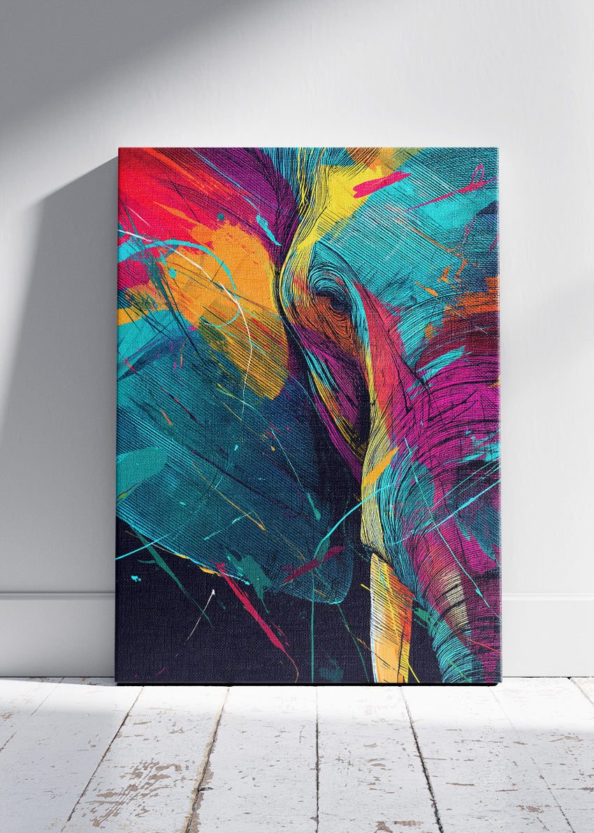 Abstract Elephant Canvas Print & Poster – Colorful Modern Animal Wall Art – AI PRINT LAB