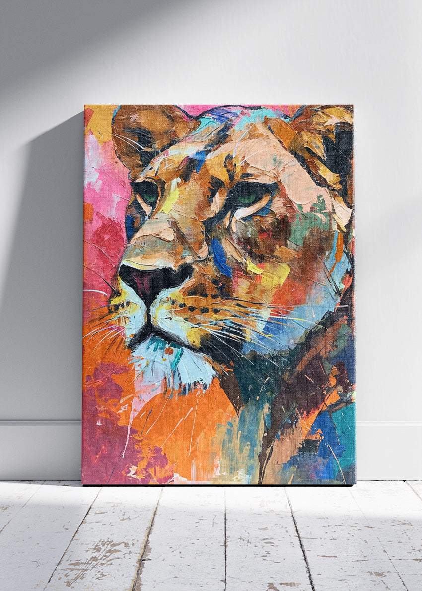 Colorful Lion Portrait Poster & Canvas Print – Bold Abstract Animal Art