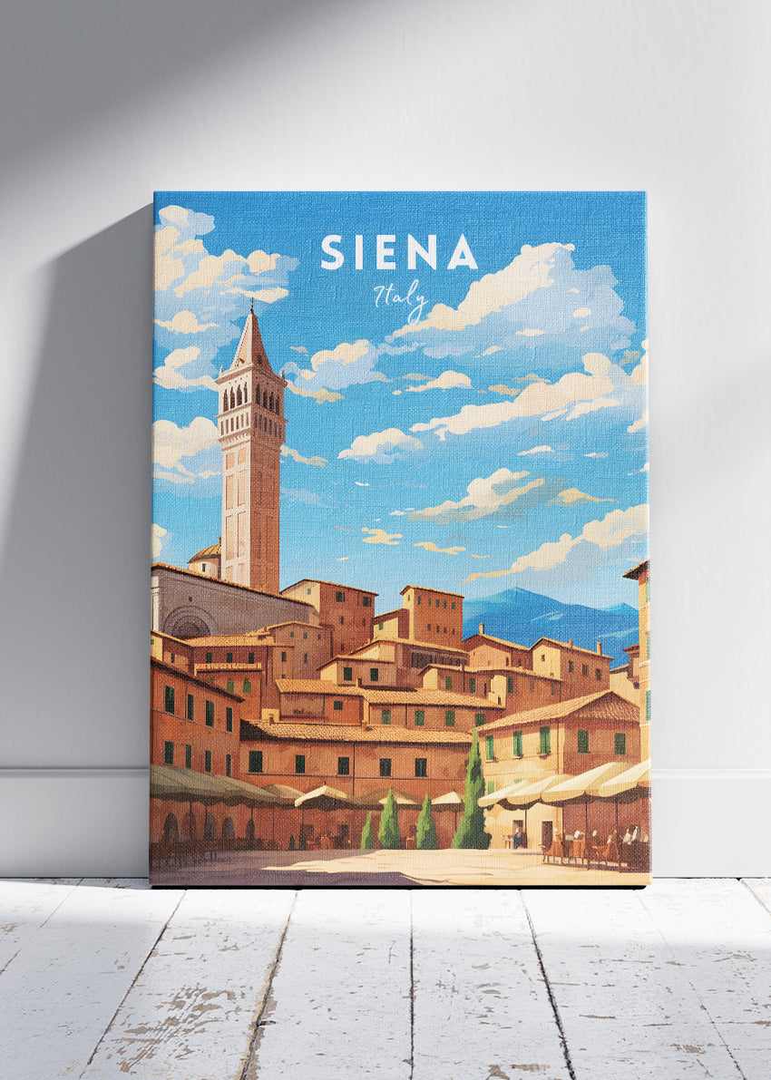 Siena Italy Poster & Canvas Print – Illustrated Tuscan Cityscape Art