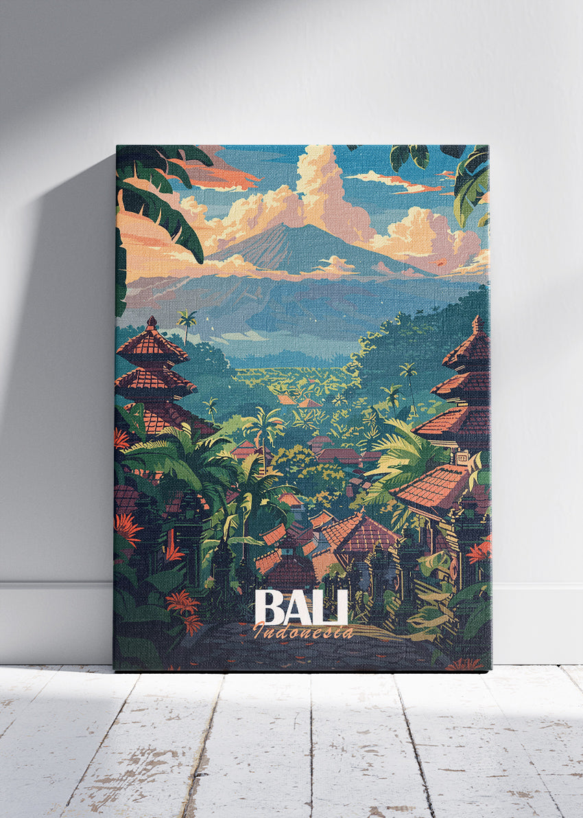 Bali Indonesia Jungle Temple Poster & Canvas Print – Tropical Landscape Travel Art