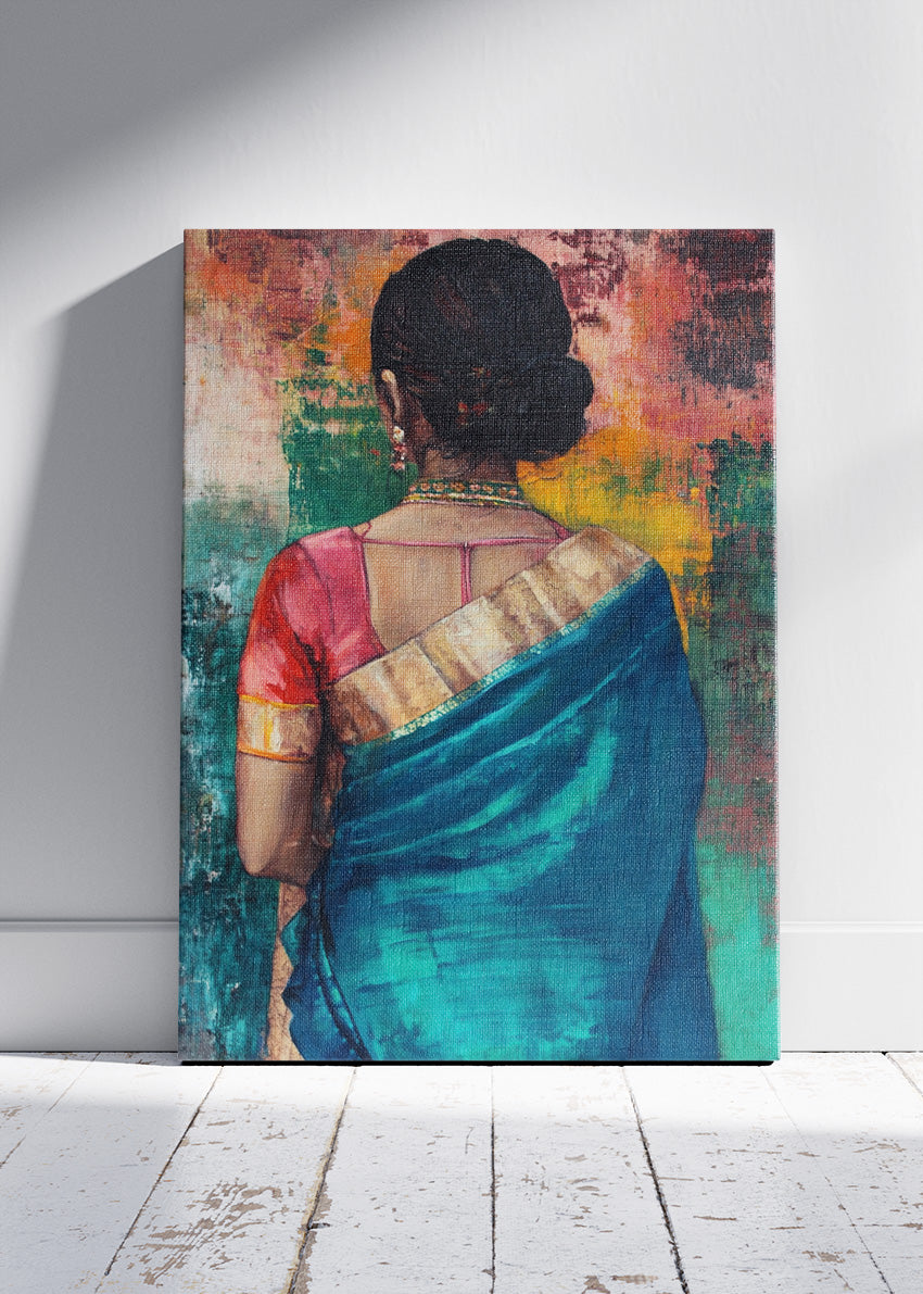 Emerald Saree Grace Canvas & Poster Print – AI PRINT LAB