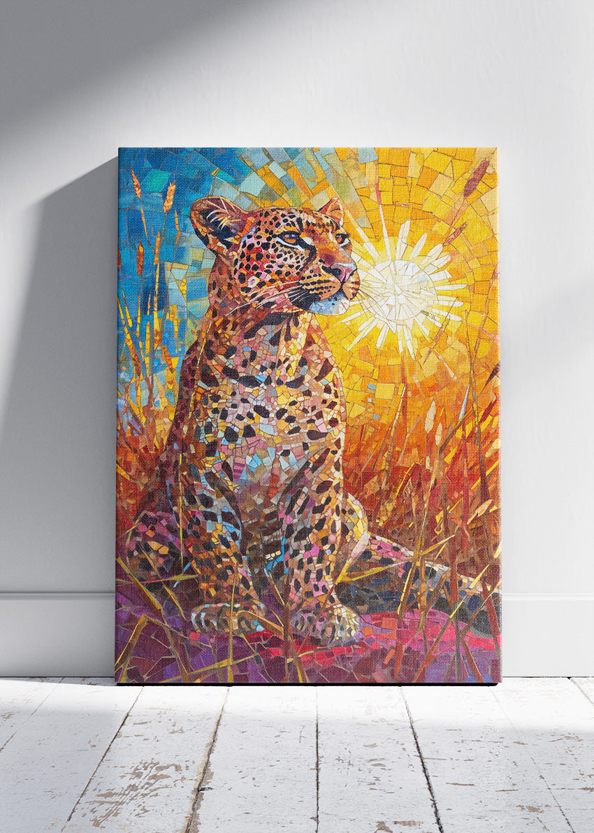Mosaic Leopard Art Poster & Canvas Print – Vibrant Safari Wildlife Wall Art