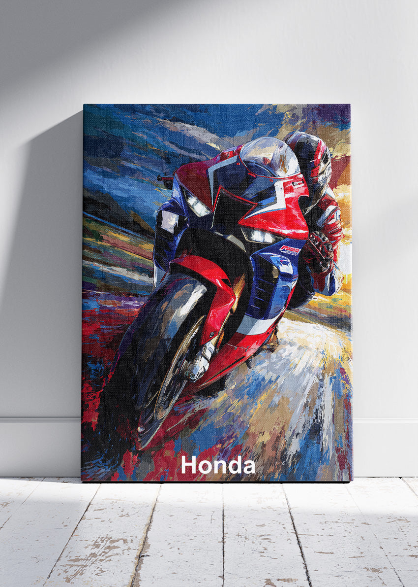 Honda Superbike Racing Motion Wall Art Poster & Canvas