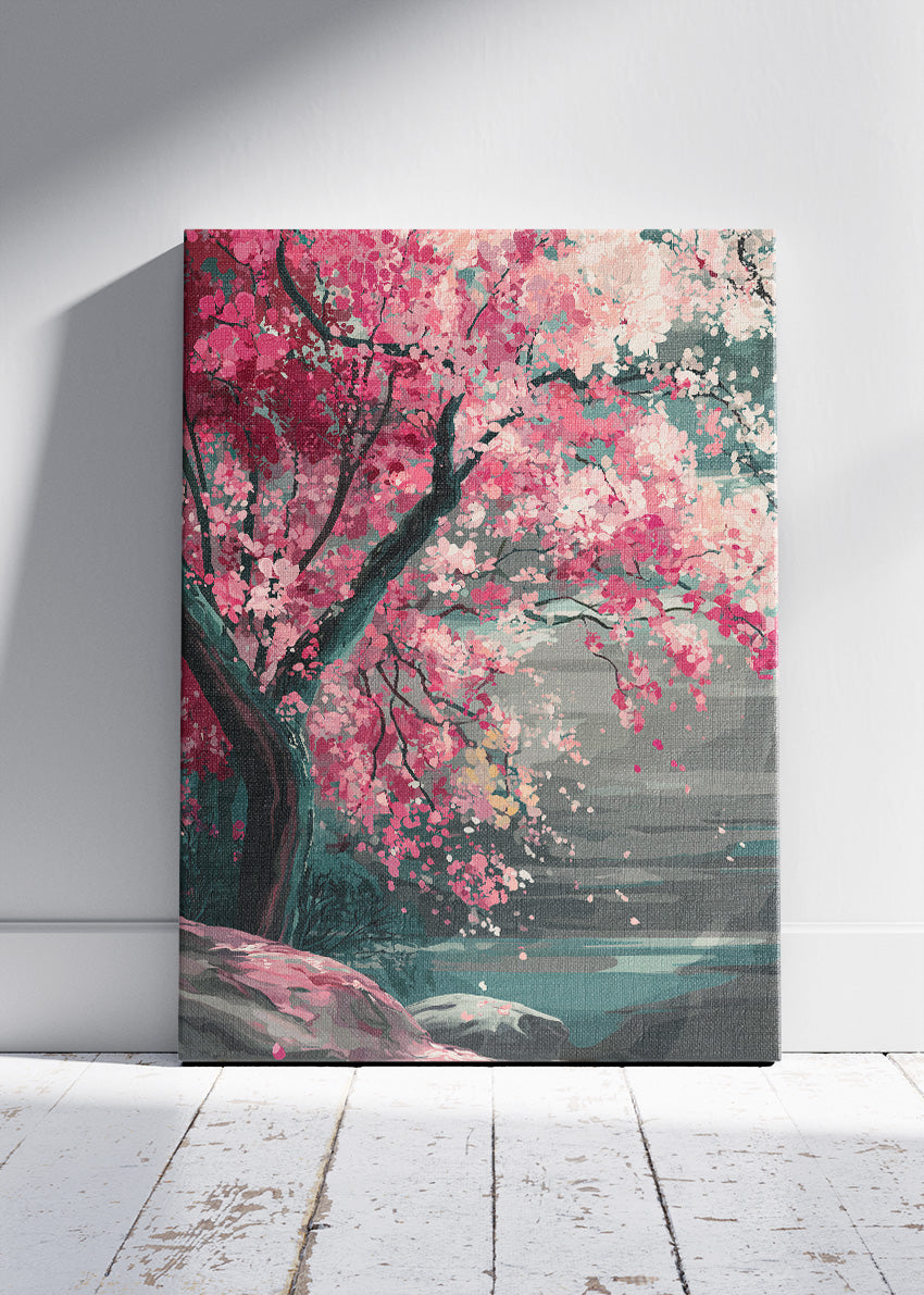 Japanese Cherry Blossom Tree Landscape Canvas & Poster Print – AI PRINT LAB