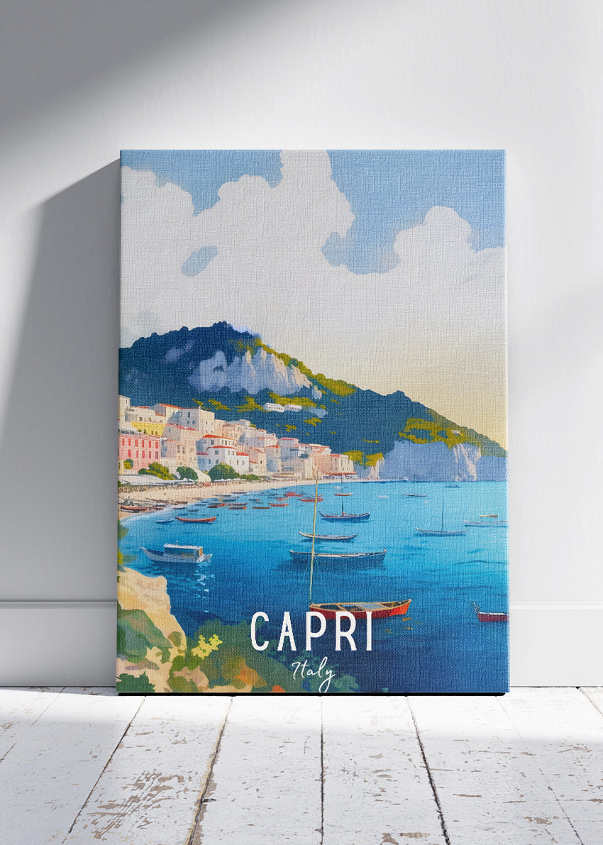 Capri Italy Poster & Canvas Print – Illustrated Mediterranean Island Art