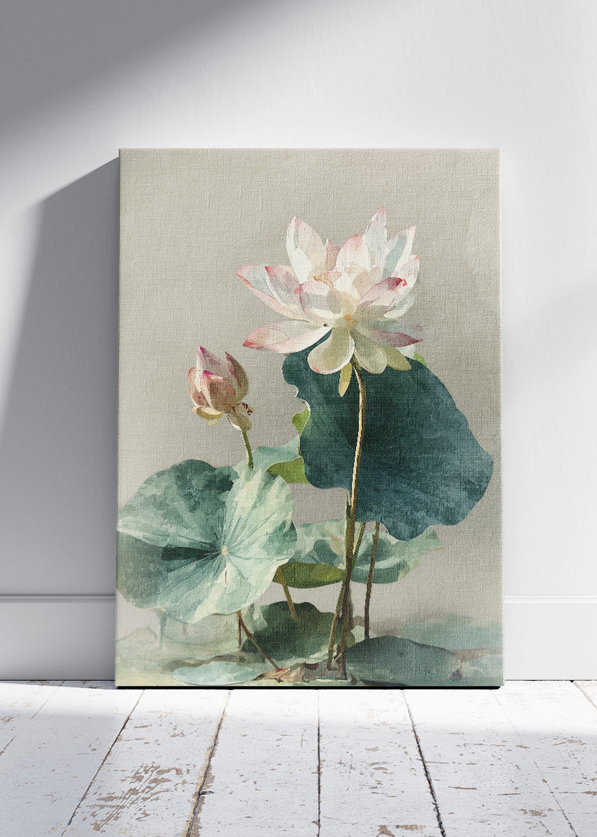 Elegant Lotus Flower Botanical Canvas & Poster Print – AI PRINT LAB