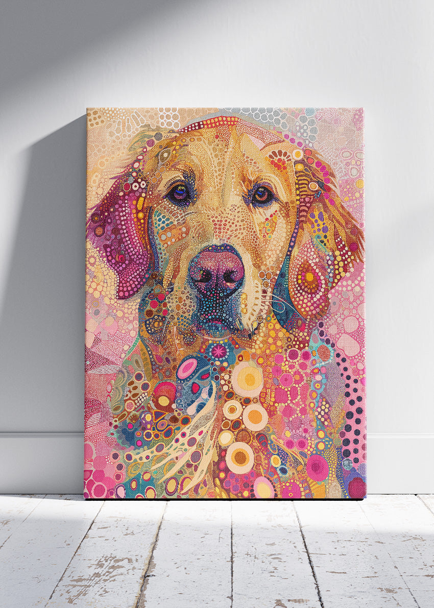 Colorful Dog Portrait Poster & Canvas Print – Psychedelic Pop-Art Canine Illustration