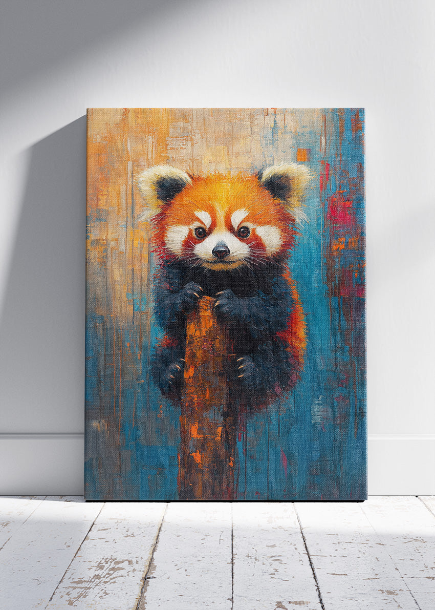 Red Panda Art Poster & Canvas Print – Colorful Impressionist Animal Painting