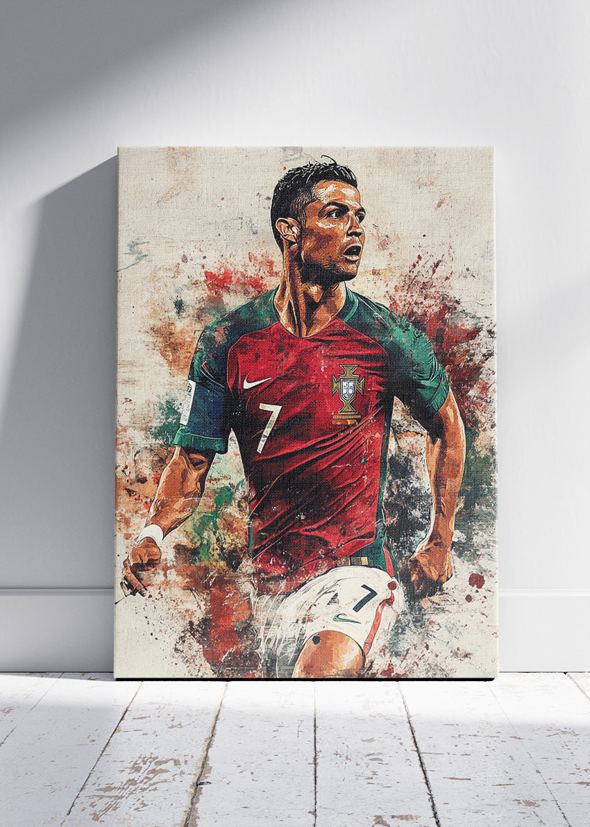 Cristiano Ronaldo Portugal Action Portrait Wall Art | Iconic Football Poster & Canvas
