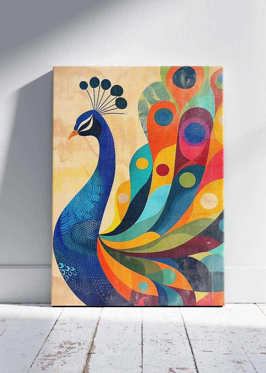 Colorful Peacock Poster & Canvas Print – Modern Abstract Bird Wall Art