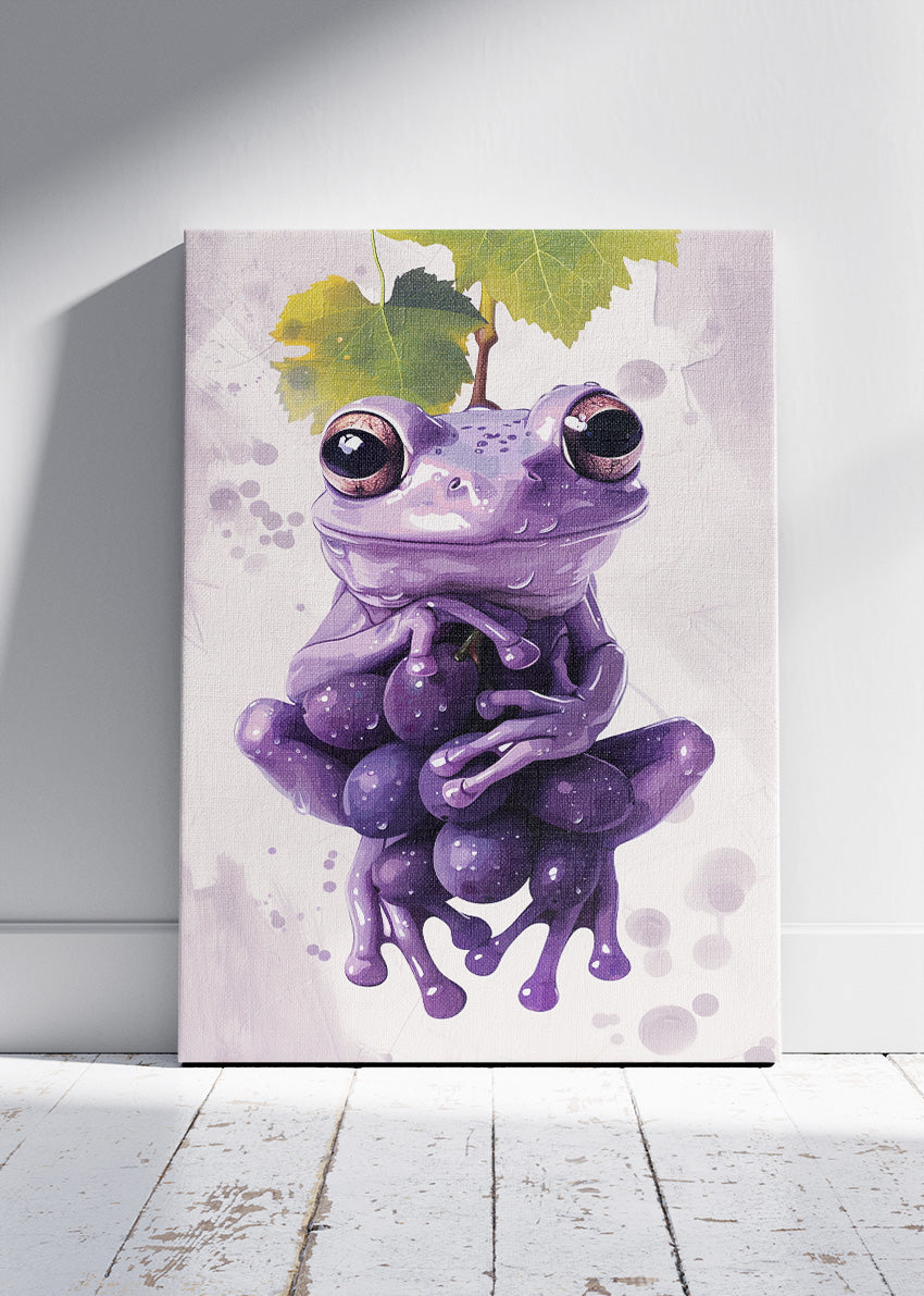 Purple Frog Poster & Canvas Print – Cute Whimsical Animal Wall Art