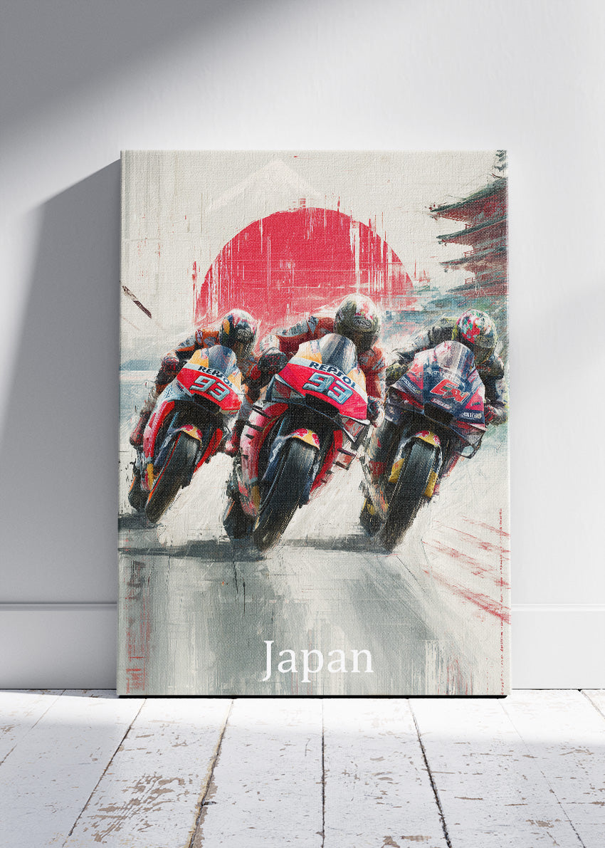 Japan Motorcycle Racing Rising Sun Formation Wall Art Poster & Canvas